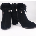 2019 Women's Real Fur Boots A001 Ladies Leather Winter Snow Ankle Fur Heel Women Boots Shoes